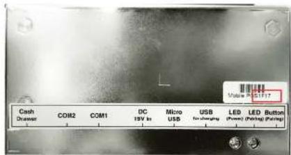 Cash Drawout COM2 COM1 DC 19V in Micro USB for charging USB LED LED Button (Pulse) (Riding/Punch) Volume: 51717