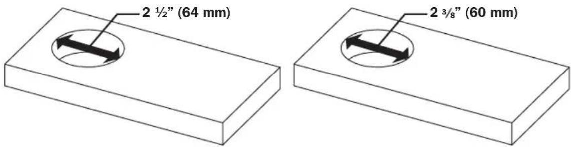 2 ½" (64 mm) 2 ¾/₈" (60 mm)