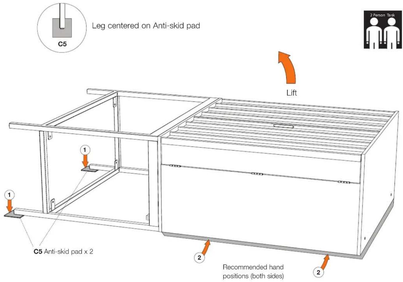 BDI Cosmo 5720 - Step 4 - Standing the Unit - 1
