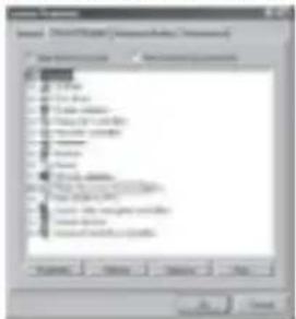 Scanned screenshot of a software interface showing a list of items with checkboxes and buttons, likely from an older software development environment.