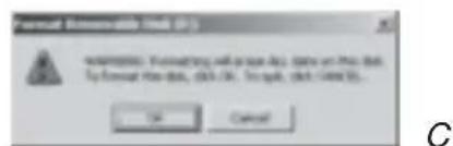 Formal Removable Link (2) WARNING: Formating will press the data on this link. By format the data, click OK. To quit, click OK(C) OK Cancel C