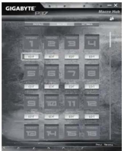 GIGABYTE P37W v4 - Edit macro command funtions anf settings. - 1