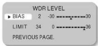 WDR LEVEL ▶ BIAS 2 -30 30 LIMIT 34 0 36 PREVIOUS PAGE.