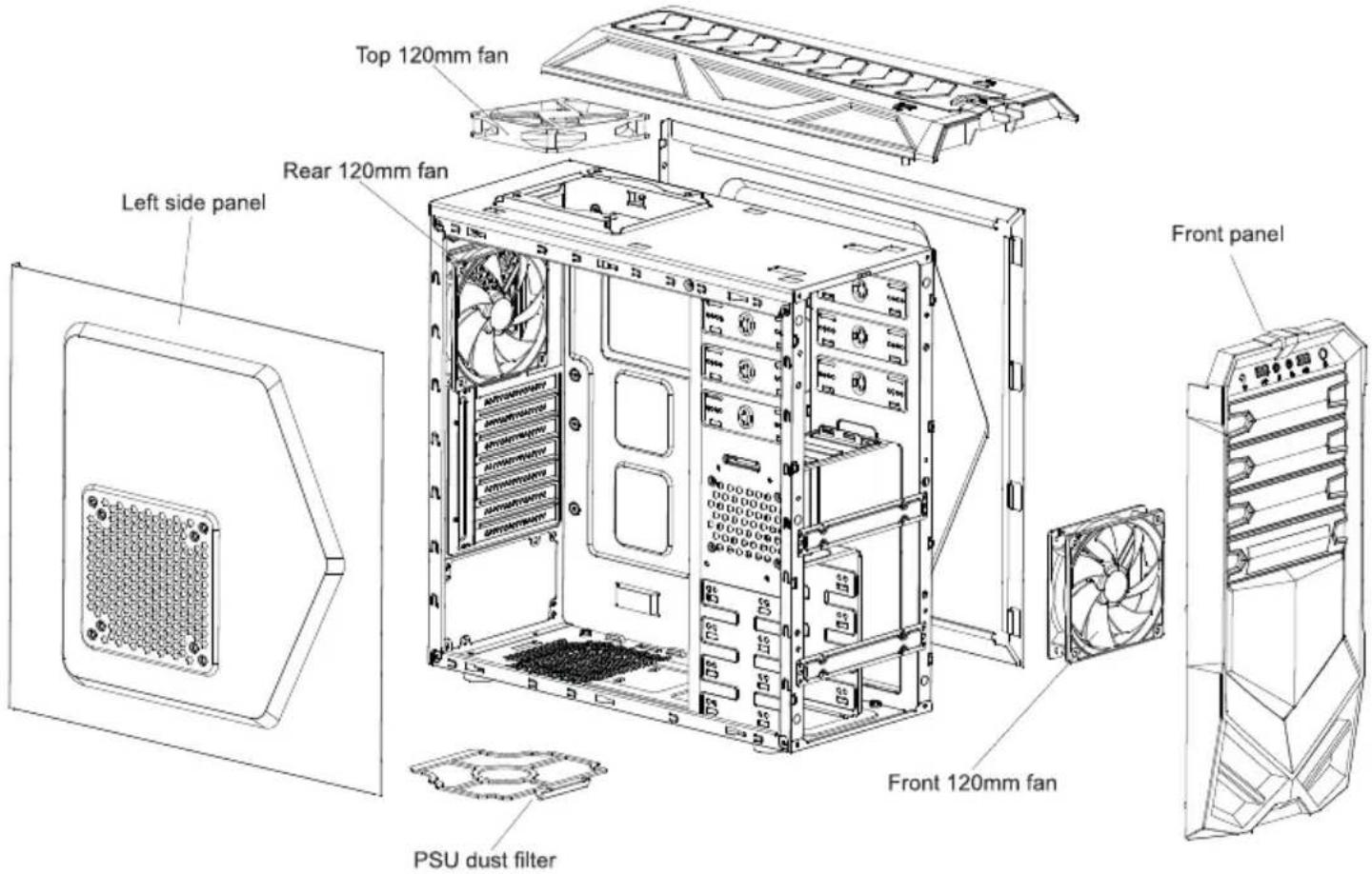 Rosewill Galaxy - Disassemble Chart - 1