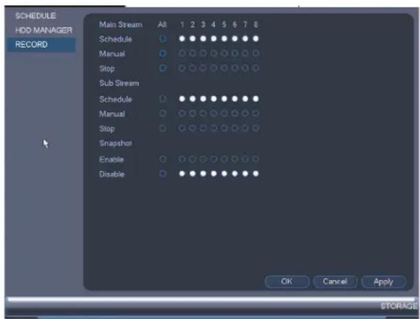 Digimerge M1644K84 - To select between scheduled and manual recording: - 1