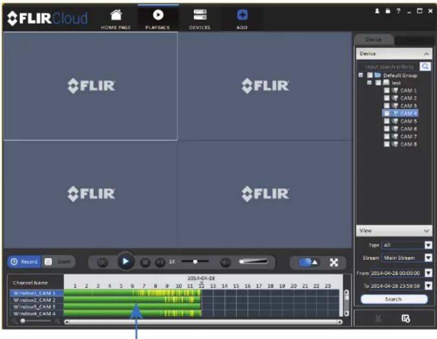FLIRCloud HOME PAGE PLAYBACK DEVICES ADD FLIR FLIR FLIR FLIR FLIR Record Event 1X Channel Name 2014-04-28 Window1_CAM 1 Window2_CAM 2 Window3_CAM 3 Window4_CAM 4 Device Device Input search criteria Default Group test CAM 1 CAM 2 CAM 3 CAM 4 CAM 5 CAM 6 CAM 7 CAM 8 View Type All Stream Main Stream From 2014-04-28 00:00:00 To 2014-04-28 23:59:59 Search