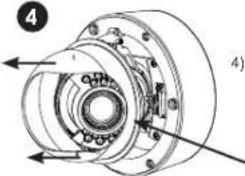 Technical diagram of a mechanical assembly with labeled parts and directional arrows indicating motion or force directions.