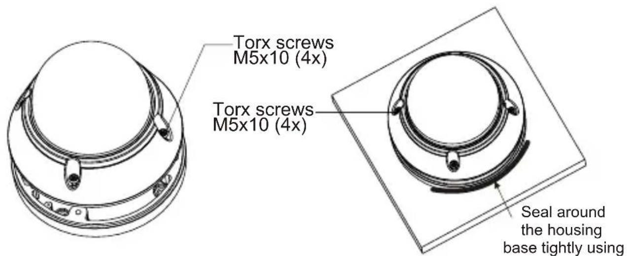 Torx screws M5x10 (4x) Torx screws M5x10 (4x) Seal around the housing base tightly using