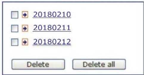 20180210 20180211 20180212 Delete Delete all