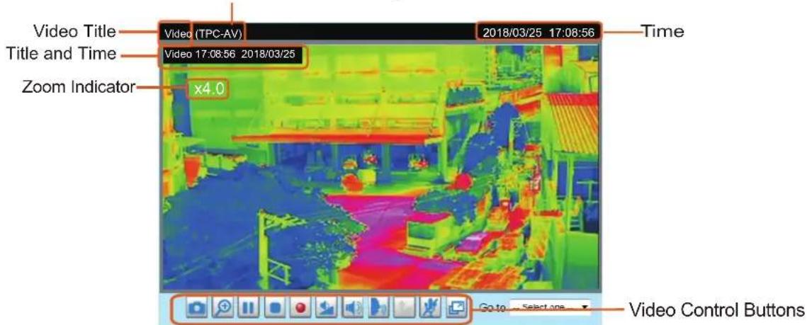 Video Title Video (TPC-AV) 2018/03/25 17:08:56 Time Title and Time Video 17:08:56 2018/03/25 Zoom Indicator x4.0 Go to Select one Video Control Buttons