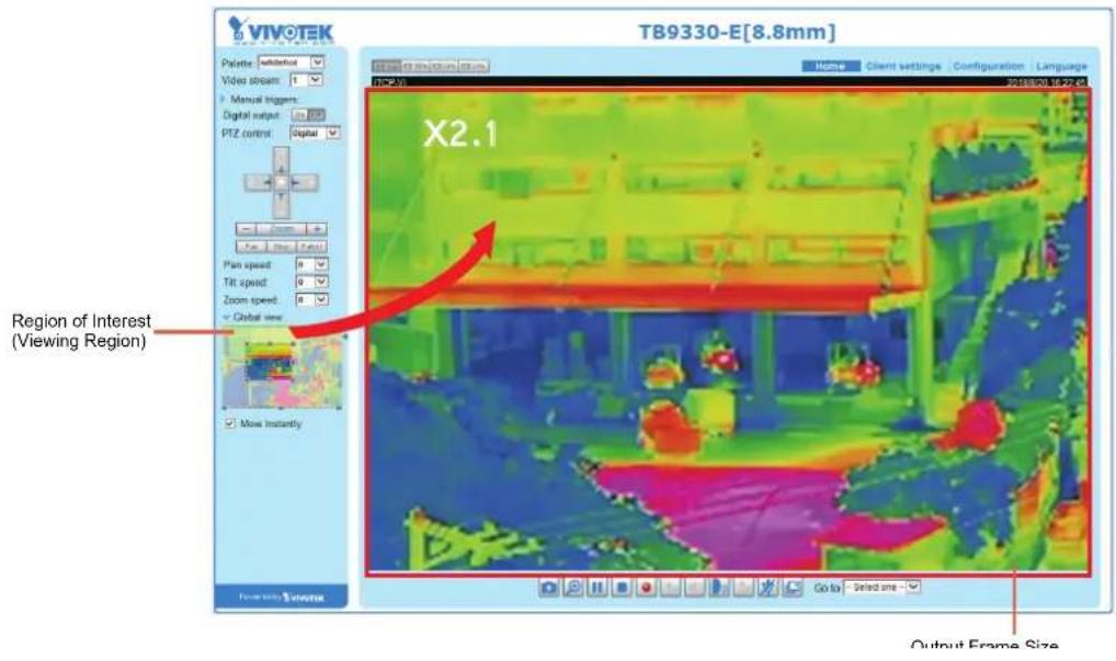 TB9330-E[8.8mm] X2.1 Region of Interest (Viewing Region) Go to: Select one Output Frame Size
