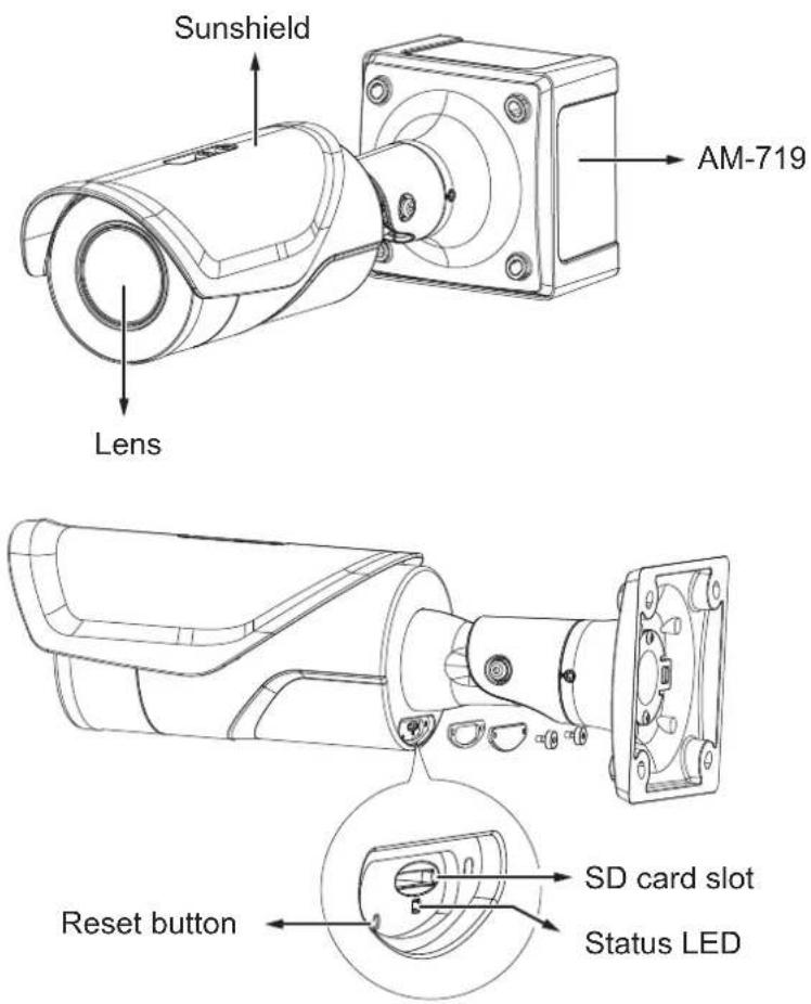 Sunshield Lens AM-719 Reset button SD card slot Status LED