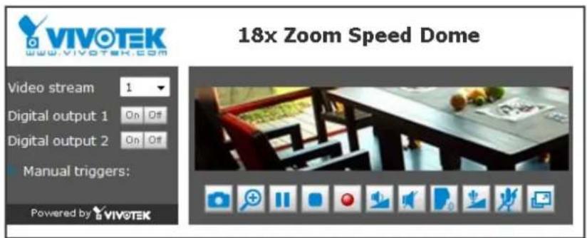 VIVOTEK 18x Zoom Speed Dome Video stream 1 Digital output 1 On Off Digital output 2 On Off Manual triggers: Powered by VIVOTEK