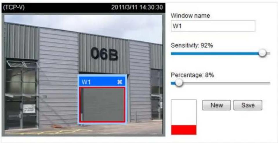 (TCP-V) 2011/3/11 14:30:30 06B Window name W1 Sensitivity: 92% Percentage: 8% New Save