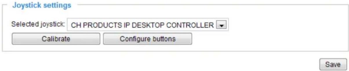 Joystick settings Selected joystick: CH PRODUCTS IP DESKTOP CONTROLLER Calibrate Configure buttons Save