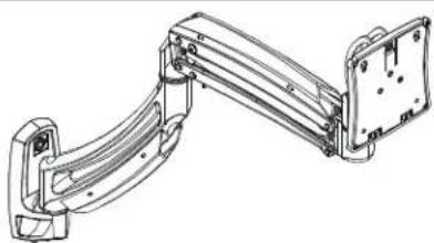 Technical line drawing of a mechanical assembly with curved brackets and mounting flanges (no text or symbols)