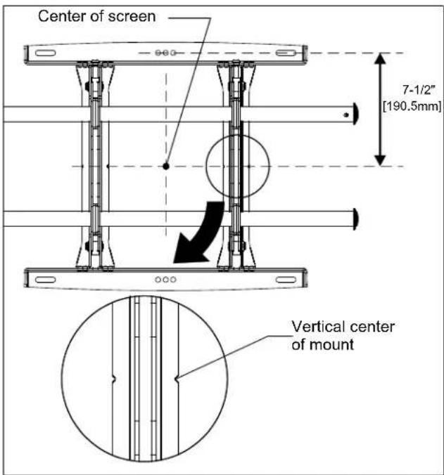 Center of screen 7-1/2" [190.5mm] Vertical center of mount