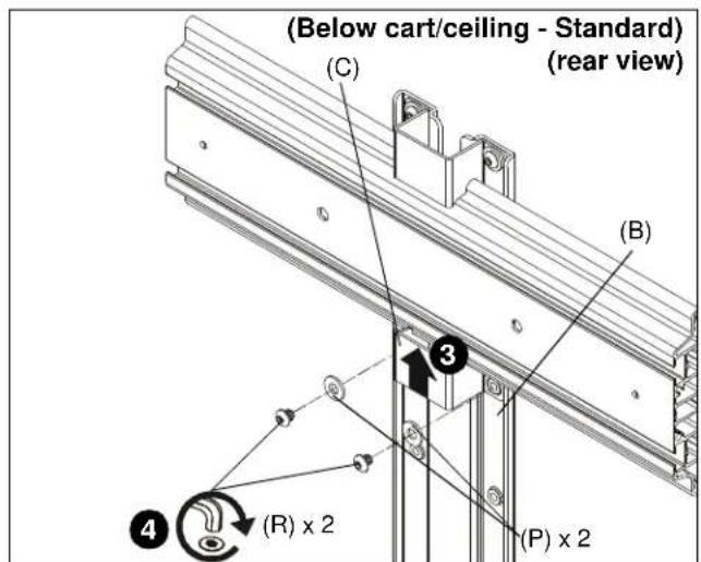 (Below cart/ceiling - Standard) (rear view) (C) (B) 3 4 (R) x 2 (P) x 2
