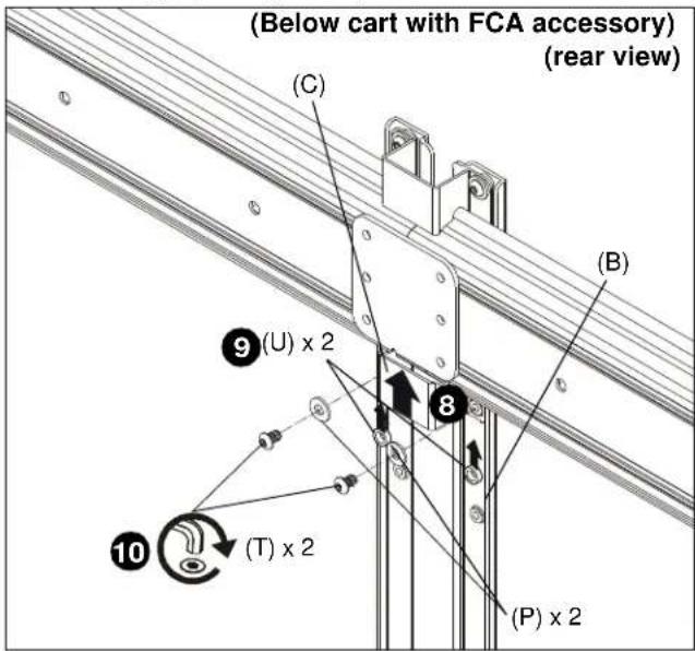 (Below cart with FCA accessory) (rear view) (C) (B) 9 (U) x 2 8 10 (T) x 2 (P) x 2