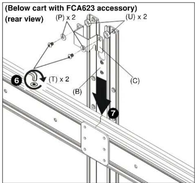 (Below cart with FCA623 accessory) (rear view) (P) x 2 (U) x 2 (C) (T) x 2 (B) 7