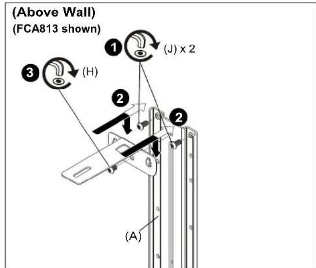 (Above Wall) (FCA813 shown) ① (J) x 2 ② ③ (H) ④ (A)