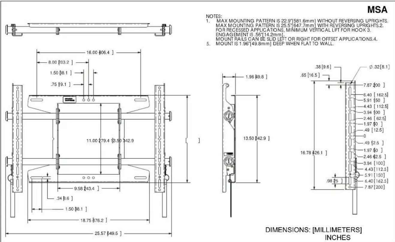 Chief Medium Fusion MTA3124 - DIMENSIONS - 1