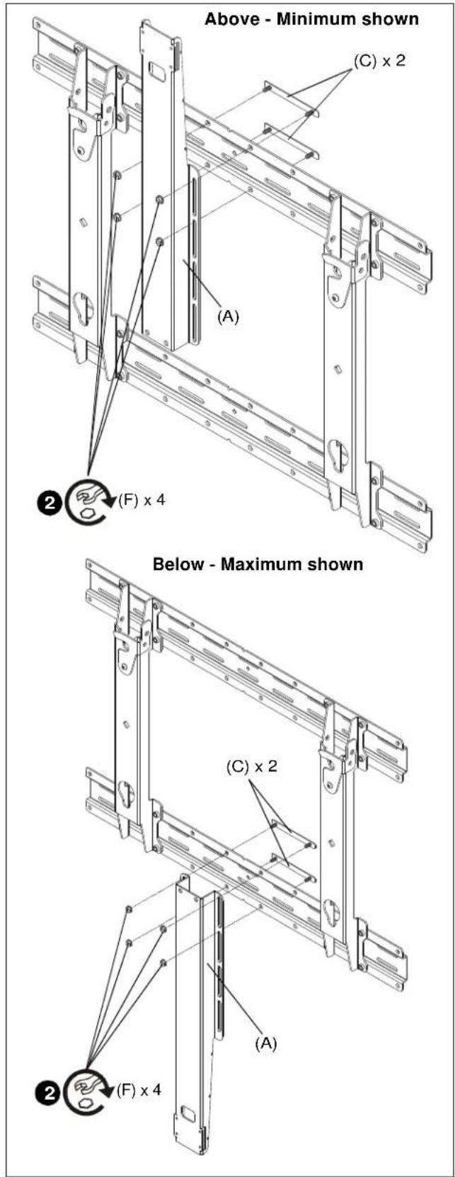 Above - Minimum shown (C) x 2 (A) ② (F) x 4 Below - Maximum shown (C) x 2 (A) ② (F) x 4