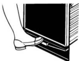 Line drawing of a person's arm holding a computer monitor (no text or symbols)