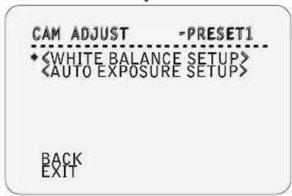 CAM ADJUST -PRESET1 * BACK EXIT