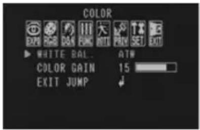 COLOR WHITE BAL... ATM COLOR GAIN 15 EXIT JUMP ↓