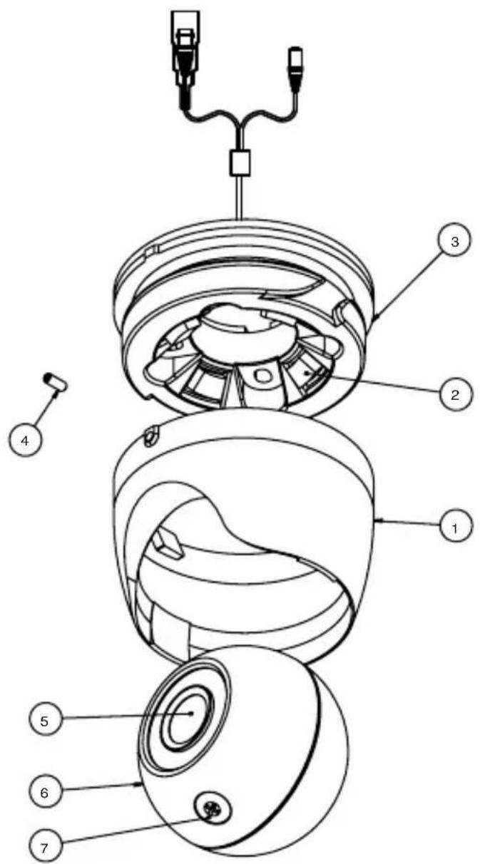 Technical diagram of a device with numbered parts, likely a smart speaker or earphone assembly.