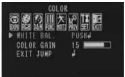 COLOR EXP RGB DAN HIV MINT PRIV SET EXIT WHITE BAL. PUSH COLOR GAIN 15 EXIT JUMP