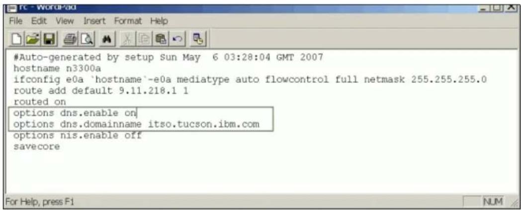 IBM System Storage N7550T - Check that the DNS is already enabled by using the dns info command (Example A-19): options dns.enable on - 1