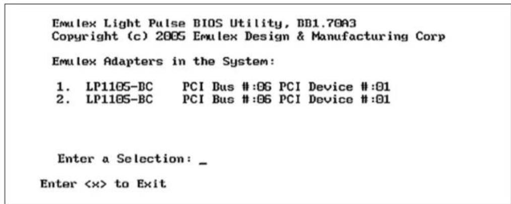 IBM System Storage N7550T - Obtaining the WWPN by using Emulex BIOS Utility - 1