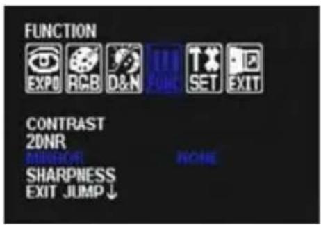 FUNCTION EXPO RGB D&N TURN SET EXIT CONTRAST 2DNR MIRROR NONE SHARPNESS EXIT JUMP ↓