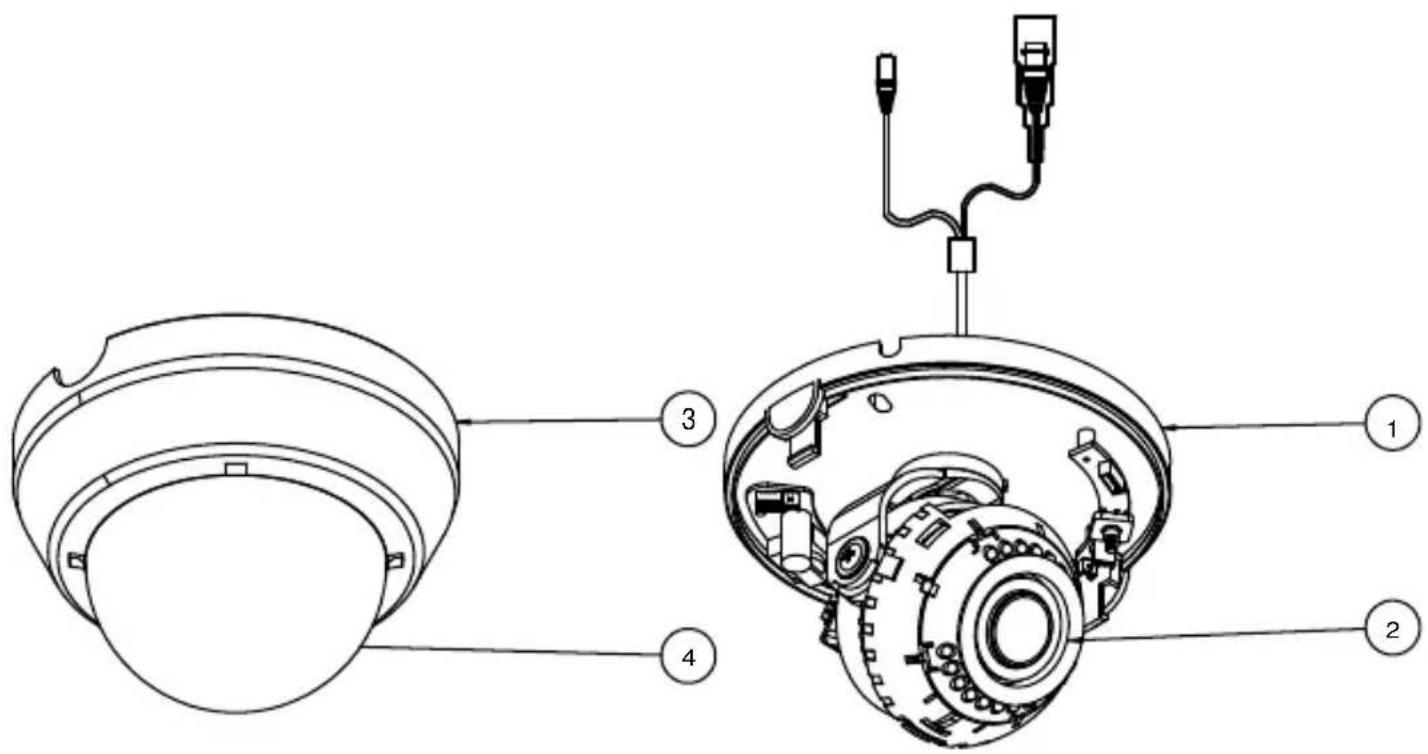 Technical diagram of a mechanical device with labeled parts, showing internal components and wiring connections.