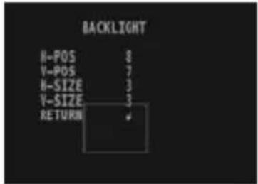 BACKLIGHT N-POS 8 Y-POS 7 N-SIZE 3 Y-SIZE 3 RETURN ↓