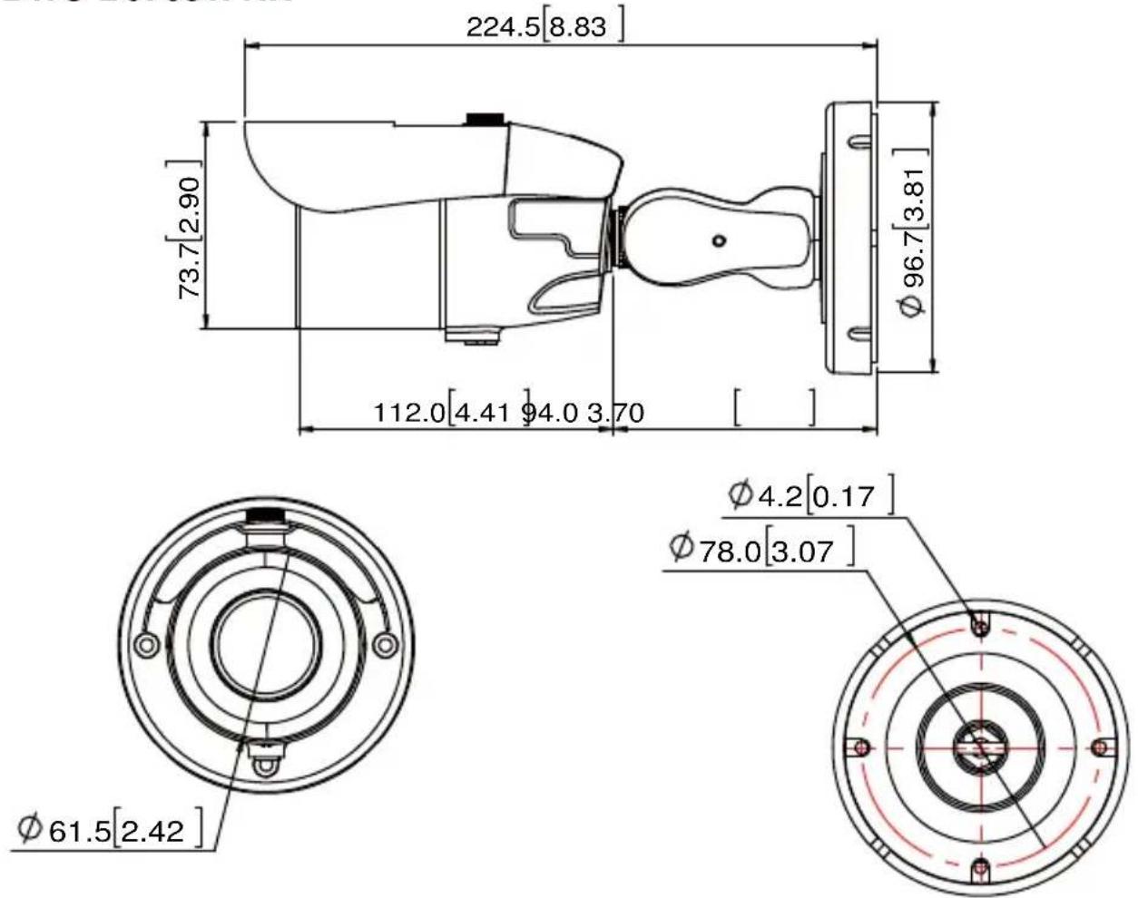 Digital Watchdog Star-Light AHD DWC-B6763WTIR650 - DIMENSIONS IN MILLIMETERS (IN)\* - 1