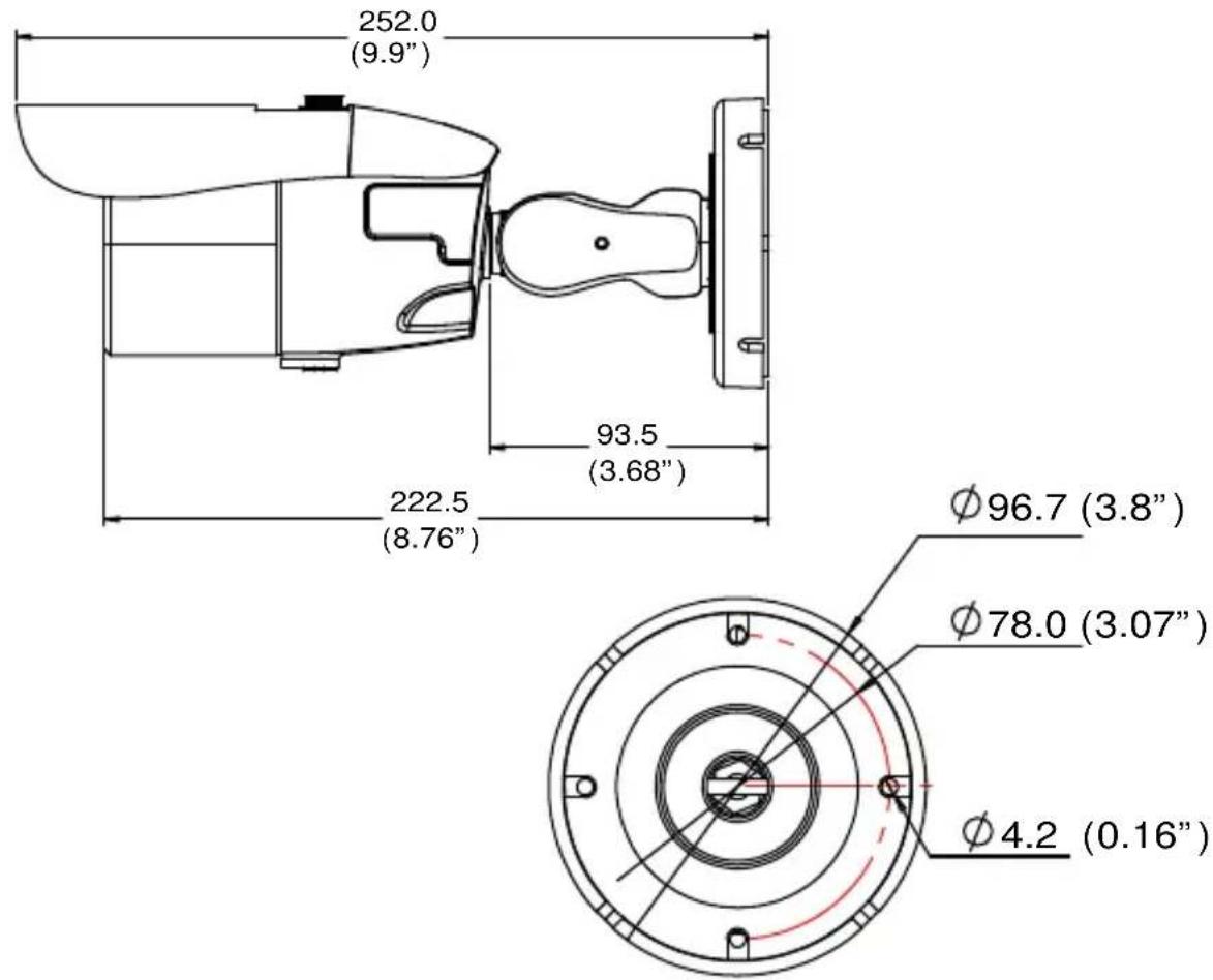 252.0 (9.9") 93.5 (3.68") 222.5 (8.76") Ø96.7 (3.8") Ø78.0 (3.07") Ø4.2 (0.16")