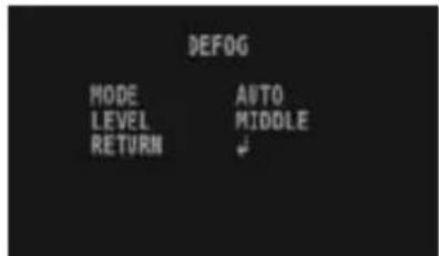 DEFOG MODE AUTO LEVEL MIDDLE RETURN ↓