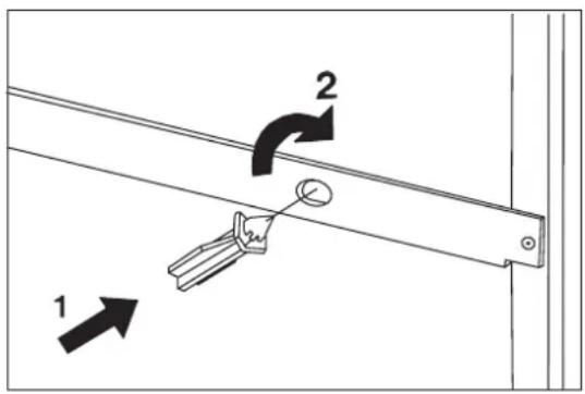 Diagram showing a mechanical assembly with labeled parts and directional arrows, likely illustrating a motion or adjustment mechanism.
