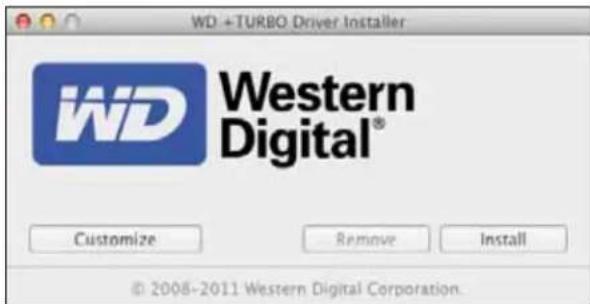 WD +TURBO Driver Installer WD Western Digital® Customize Remove Install © 2008-2011 Western Digital Corporation.