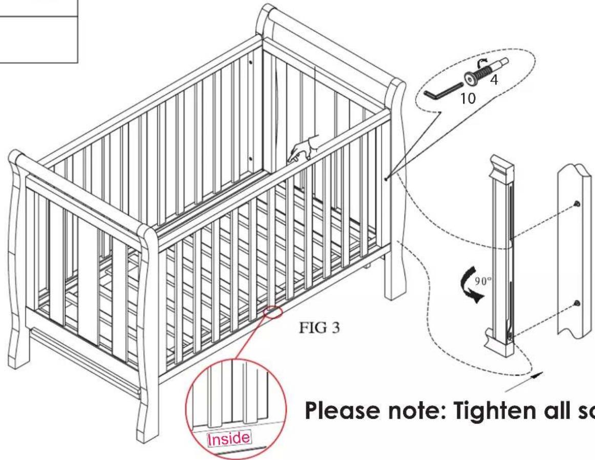 FIG 3 Please note: Tighten all sc Inside 90°