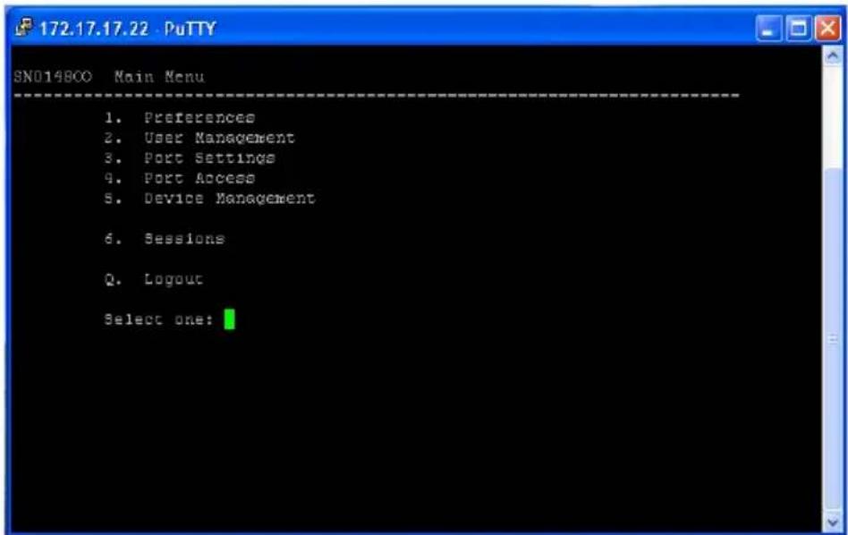 ATEN SN0108CO-AX-E - PuTTY Menu-Driven Text UI - 1