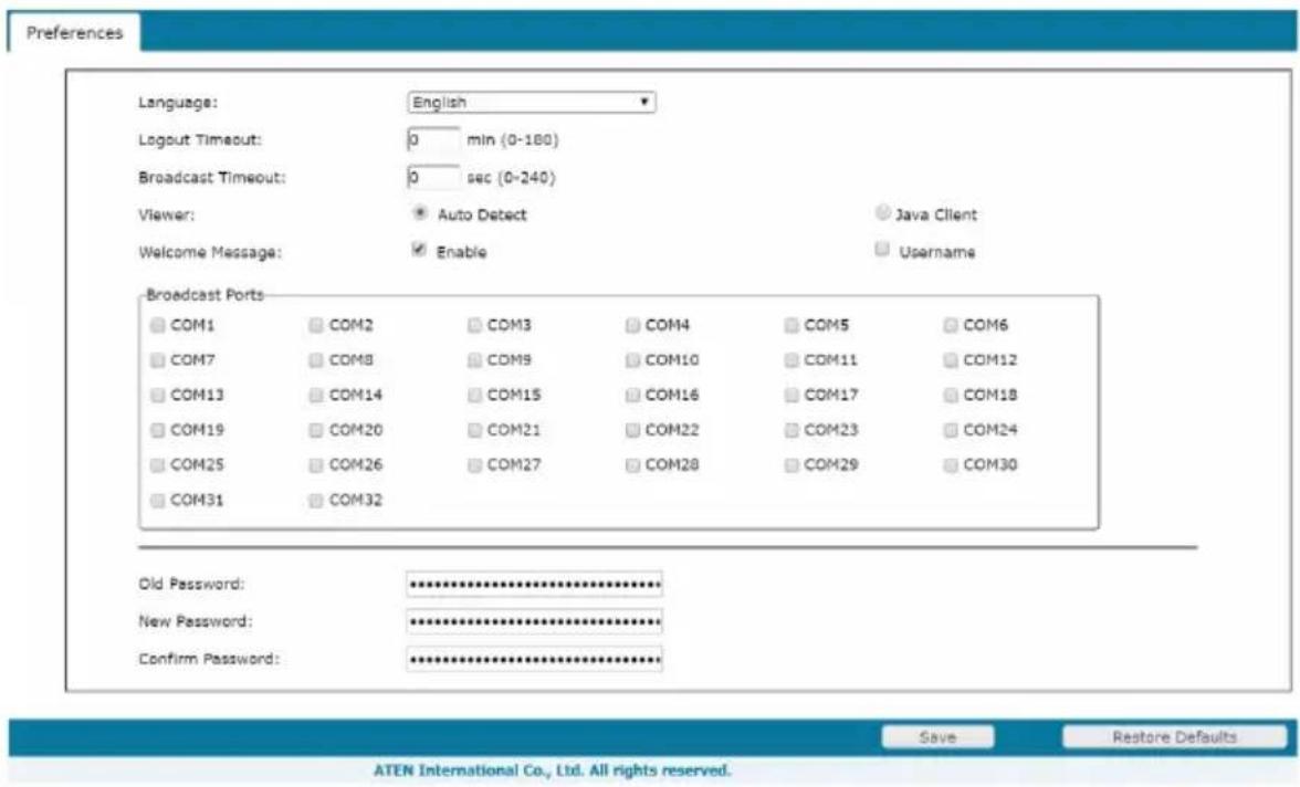 ATEN SN0108CO-AX-E - Preferences - 1