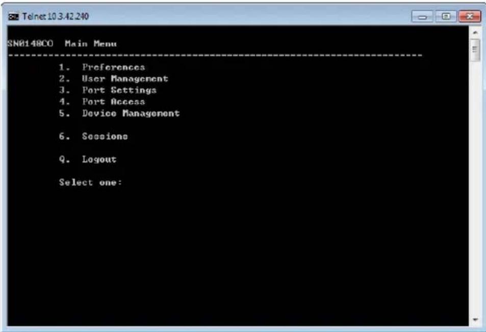 ATEN SN0108CO-AX-E - Telnet Menu-Driven Text UI - 1