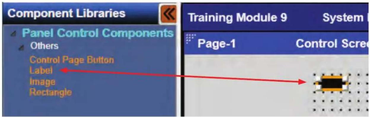 Component Libraries Panel Control Components Others Control Page Button Label Image Rectangle Training Module 9 System Page-1 Control Scre