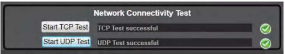 Network Connectivity Test Start TCP Test TCP Test successful Start UDP Test UDP Test successful