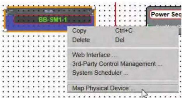 BB-SM1-1 Copy Ctrl+C Delete Del Web Interface ... 3rd-Party Control Management ... System Scheduler ... Map Physical Device ...