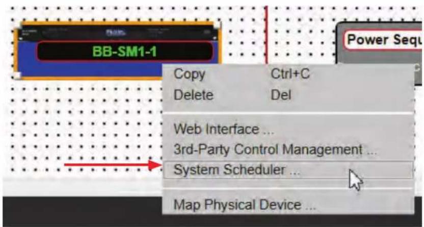 BB-SM1-1 Copy Ctrl+C Delete Del Web Interface ... 3rd-Party Control Management ... System Scheduler ... Map Physical Device ...